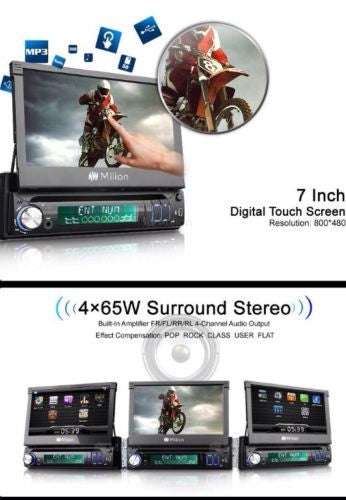 D1309BV in-Dash 7" 1DIN Car DVD Player Radio Stereo USB+SD=64GB BT Touch RDS 8