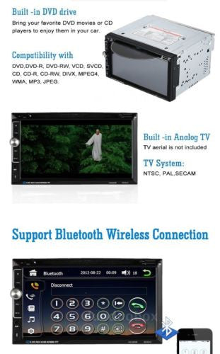 7" 2 Din HD Car Stereo DVD Player Bluetooth Aux Input FM Radio USB/TF Video 4UY5